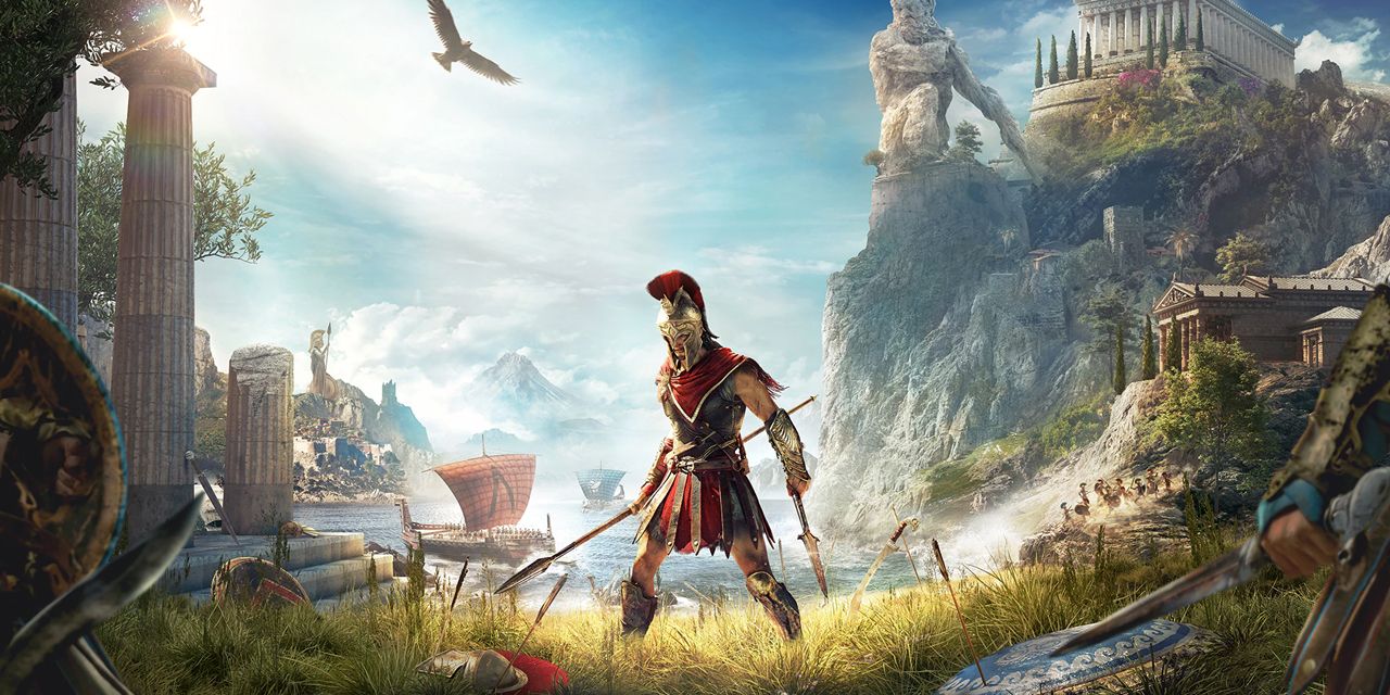Assassin's Creed Odyssey key art with soldier in Greece