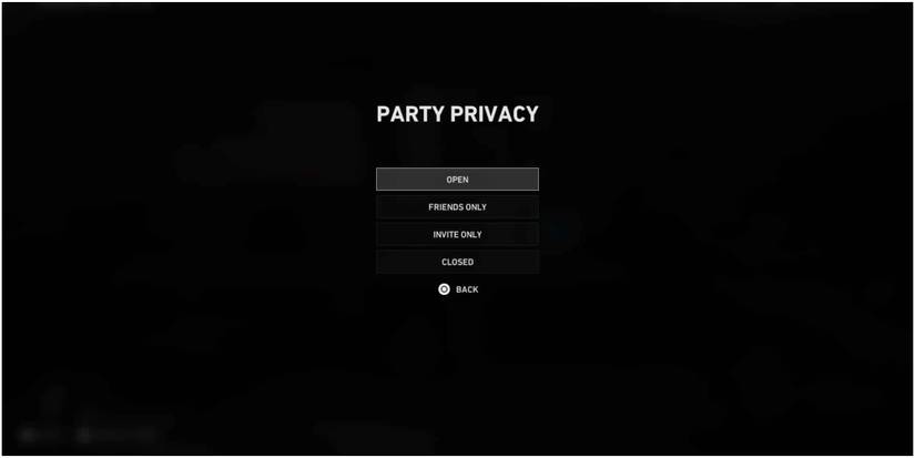 Back4Blood Party Privacy options screen