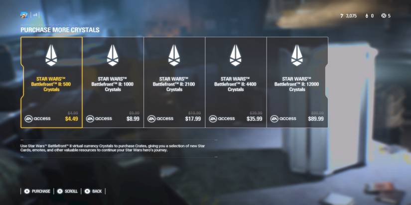 Battlefront 2 Microtransaction screen