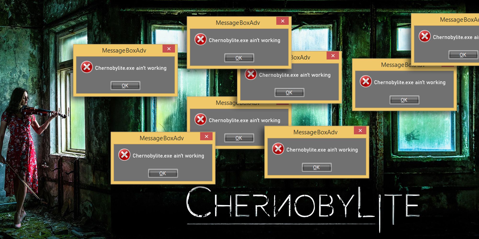 Chernobylite - Mock Up Image Making Fun Of The Game Crashing