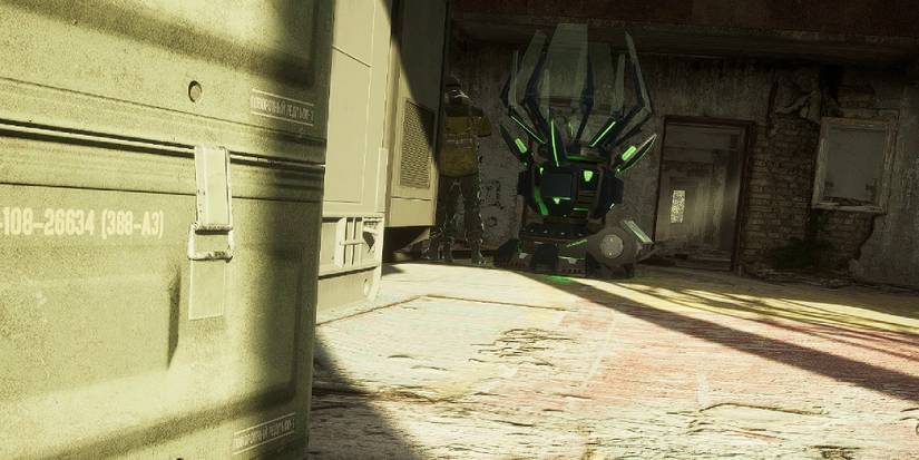 Chernobylite - Peeking At An NAR Soldier Inspecting An Enviornmental Modifier