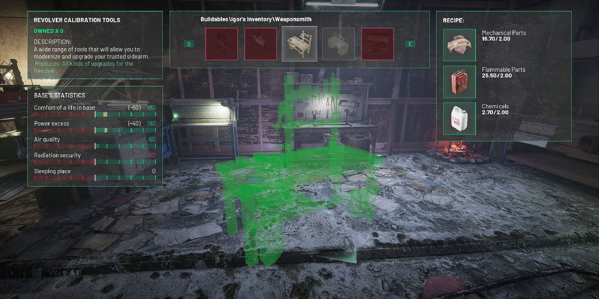 Chernobylite - Placing A Built Item Down In The Home Base Warehouse