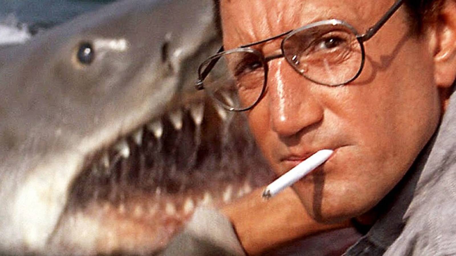 Chief Brody with the shark behind him in Jaws