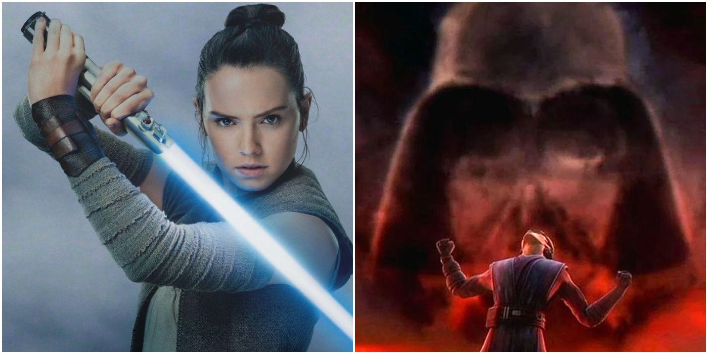 Rey in Star Wars: The Last Jedi and Anakin in The Clone Wars