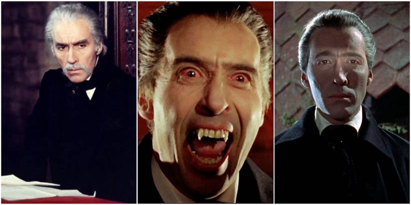 Christopher Lee  as Dracula in Count Dracula, Dracula: Prince of Darkness, and Horror of Dracula