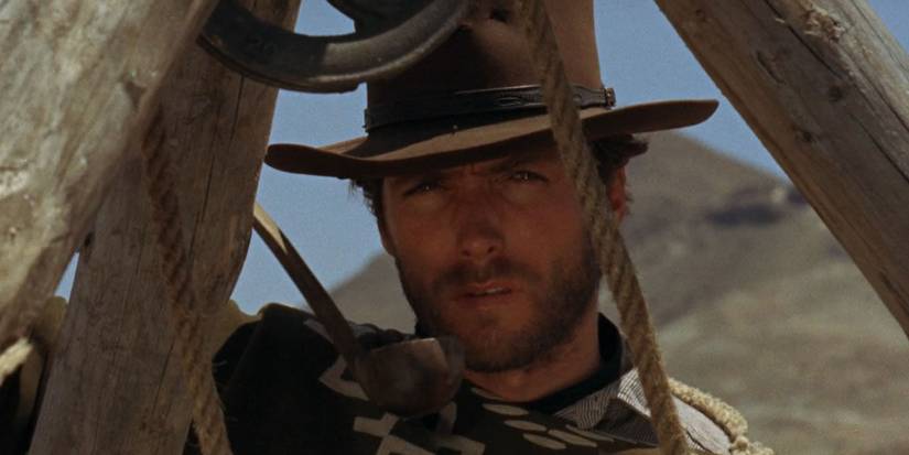 Clint Eastwood looking through a noose in A Fistful of Dollars