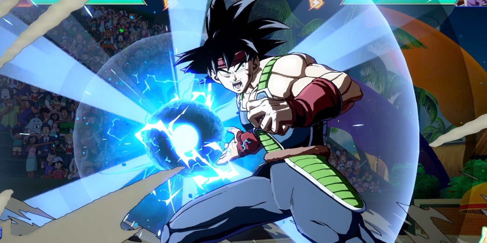 DBFZ Beginner Bardock about to fire a Riot Javelin