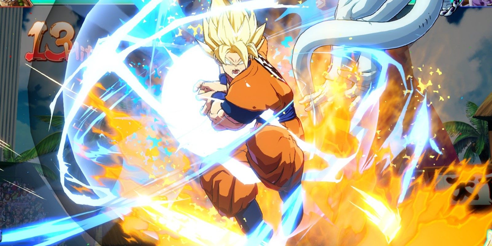 DBFZ Beginner SS Goku about to fire his Super Kamehameha