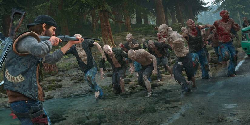 Deacon shooting at a Days Gone Horde game