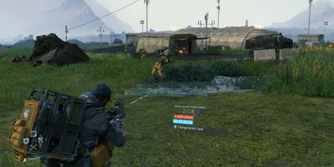 Death Stranding - Sam Using The Remote Detonation Grenade Launcher Slip Rounds To Trip Up MULEs