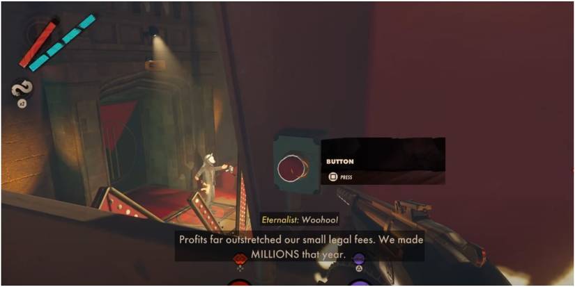 Deathloop Pressing The Button To Drop Aleksis Into The Meat Grinder