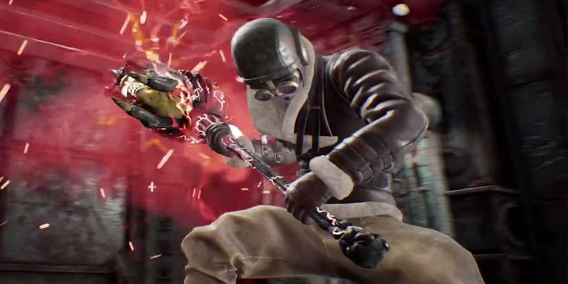 A player revving up a melee weapon in Deathverse: Let It Die