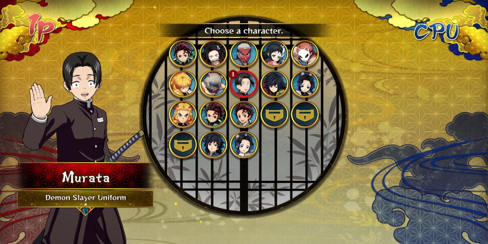 Murata in the character select menu from Demon Slayer: Kimetsu no Yaiba – The Hinokami Chronicles