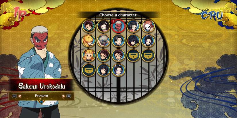 Sakonji in the character select menu from Demon Slayer: Kimetsu no Yaiba – The Hinokami Chronicles