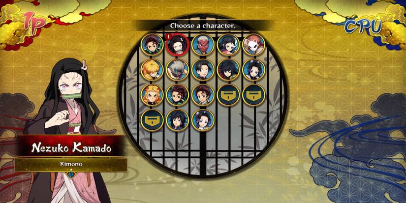 Nezuko in the character select menu from Demon Slayer: Kimetsu no Yaiba – The Hinokami Chronicles