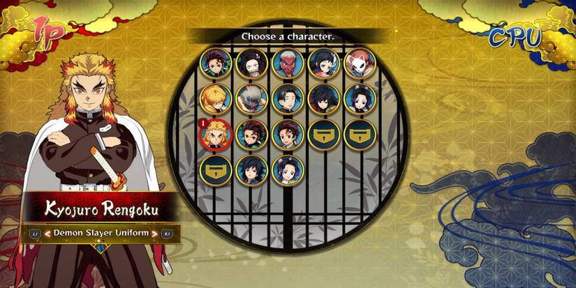 Kyujuro in the character select menu from Demon Slayer: Kimetsu no Yaiba – The Hinokami Chronicles