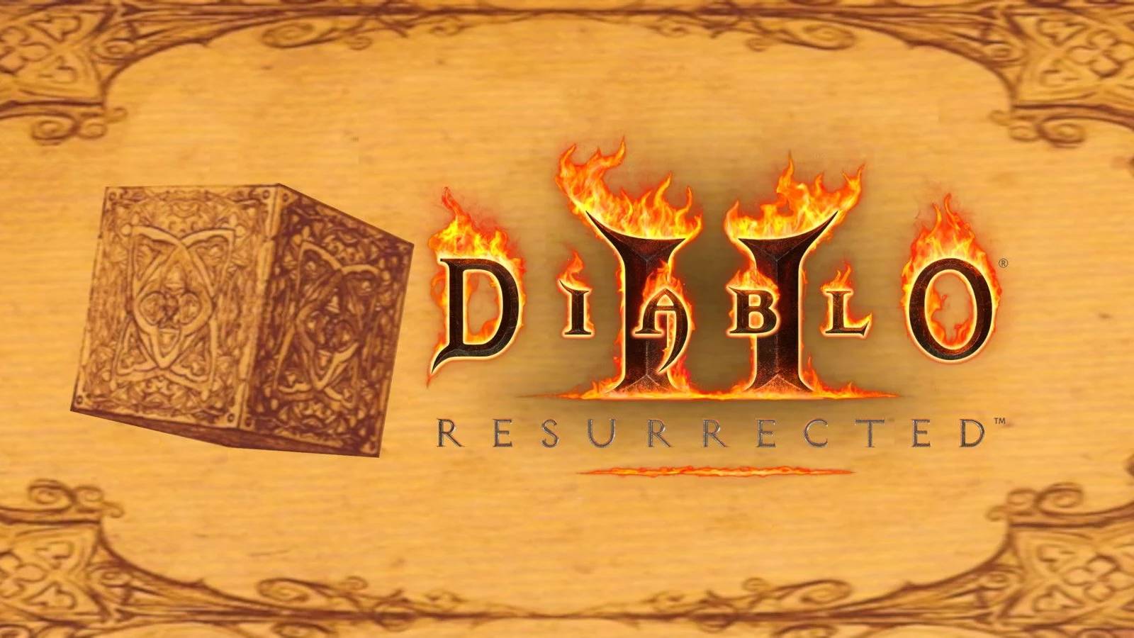 Diablo 2 Resurrected horadric cube and logo