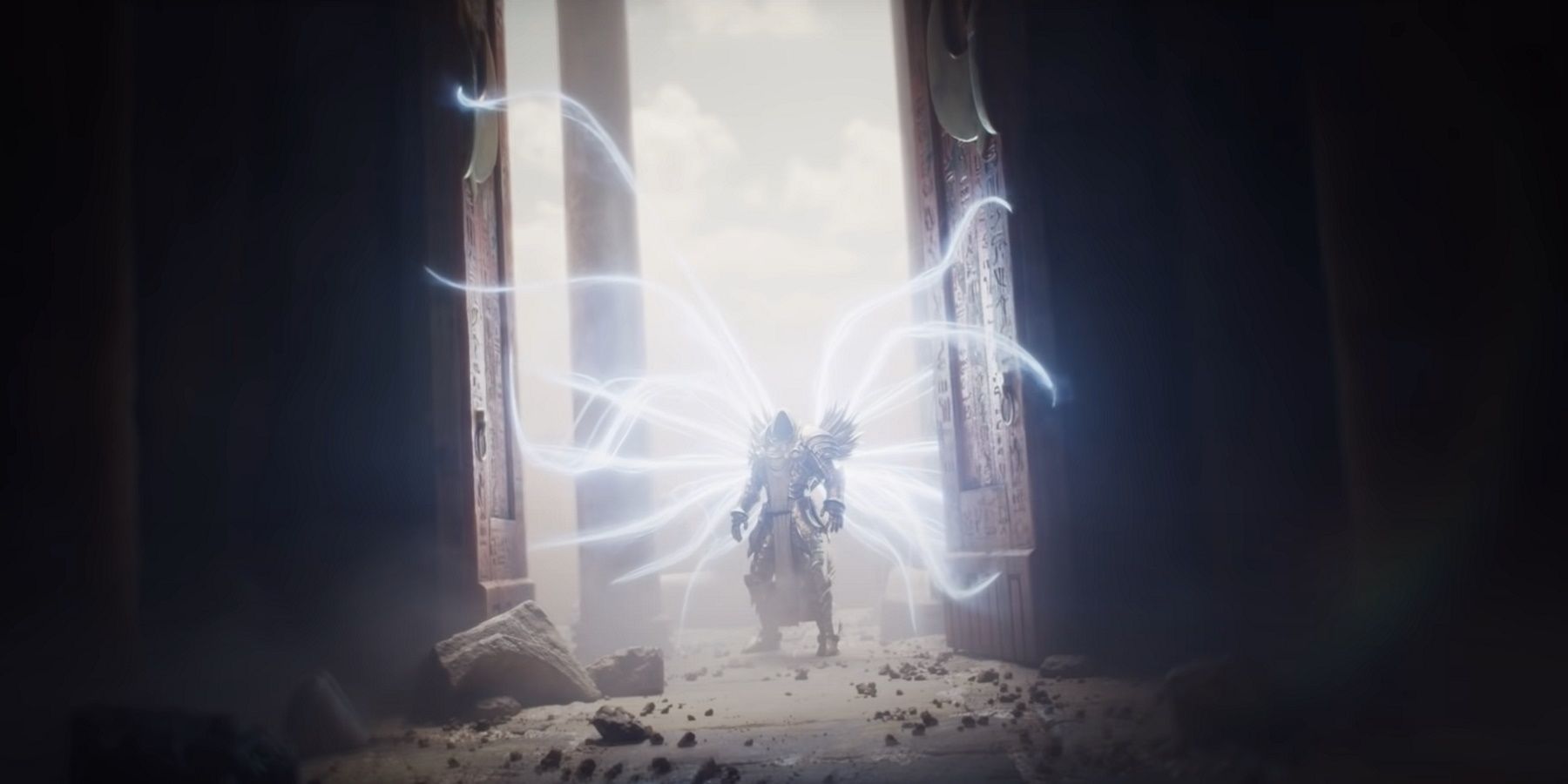 Diablo 2 Resurrected tyrael in act 2 cinematic closing tomb door