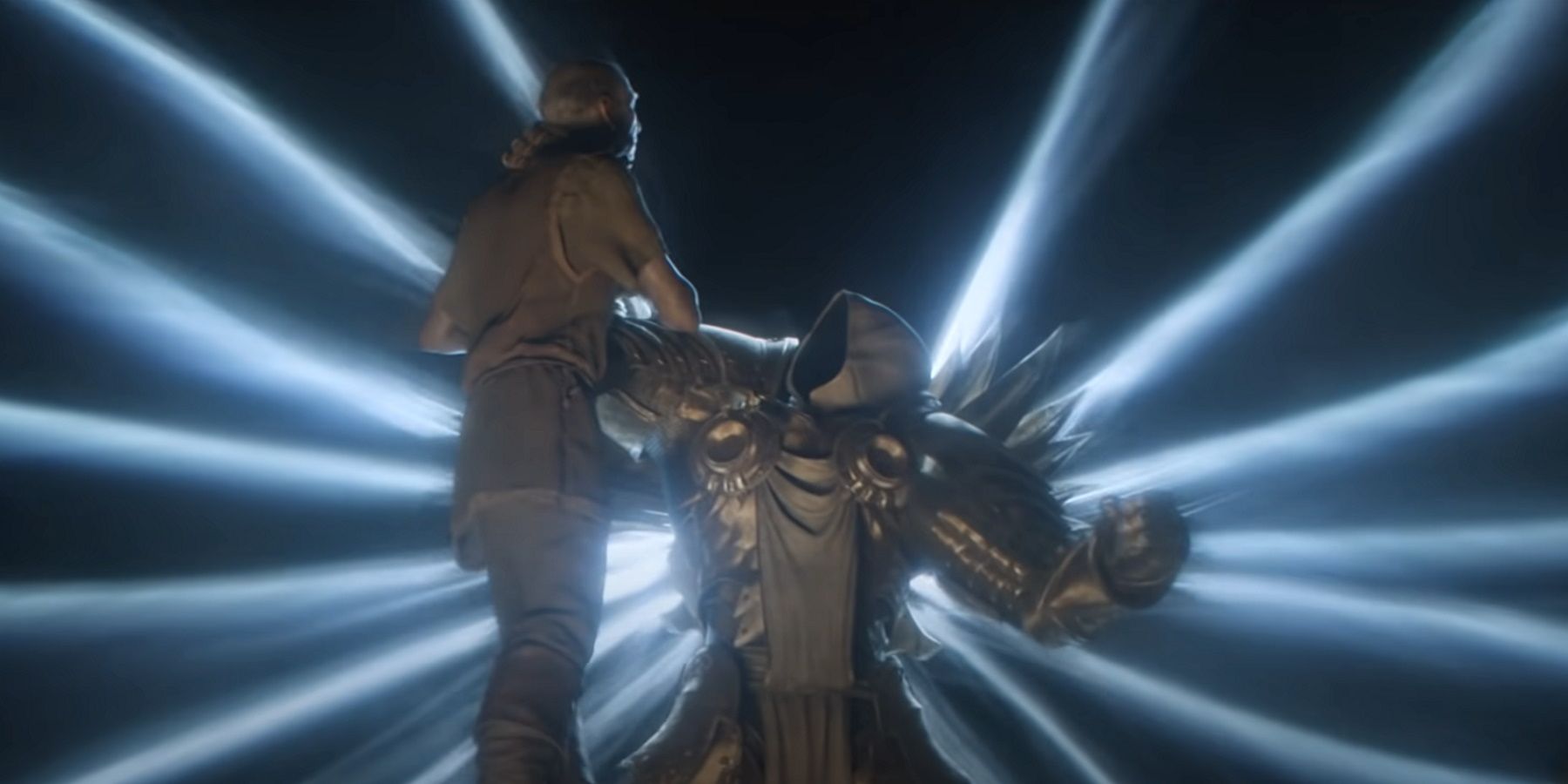 Diablo 2 Resurrected Tyrael Holding Marius In The Air