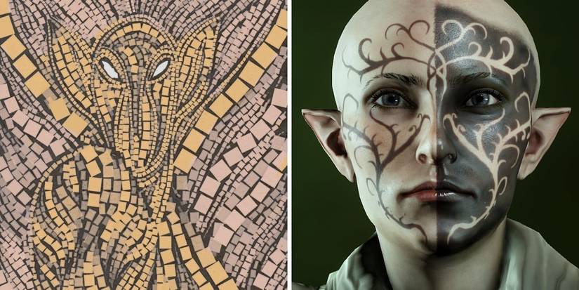 Split image of Elgar'nan mural and Vallaslin.