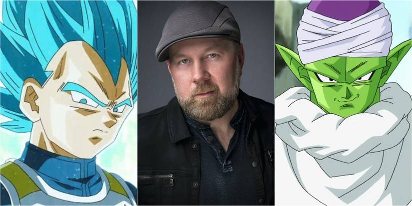 Split Image Of Dragon Ball Super Vegeta and Piccolo plus Christopher Sabat