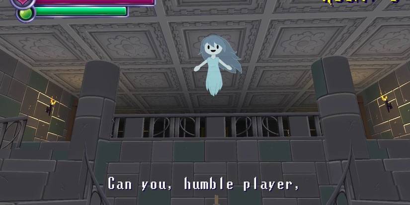 Ghost girl speaking to player.