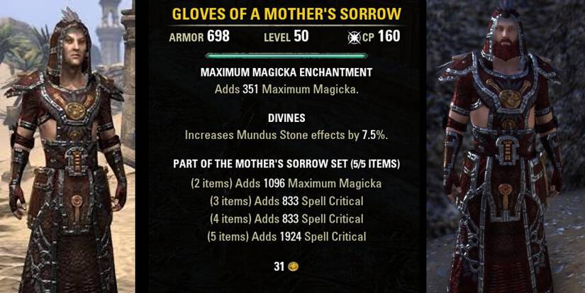 ESO Sorcerer Builds Mothers Sorrow Armor Set Mystic