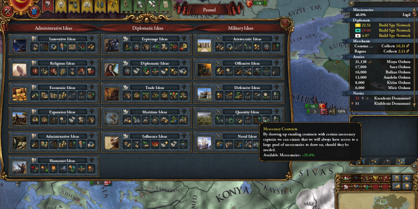 Europa Universalis 4 ideas technology monarch points menu EU4