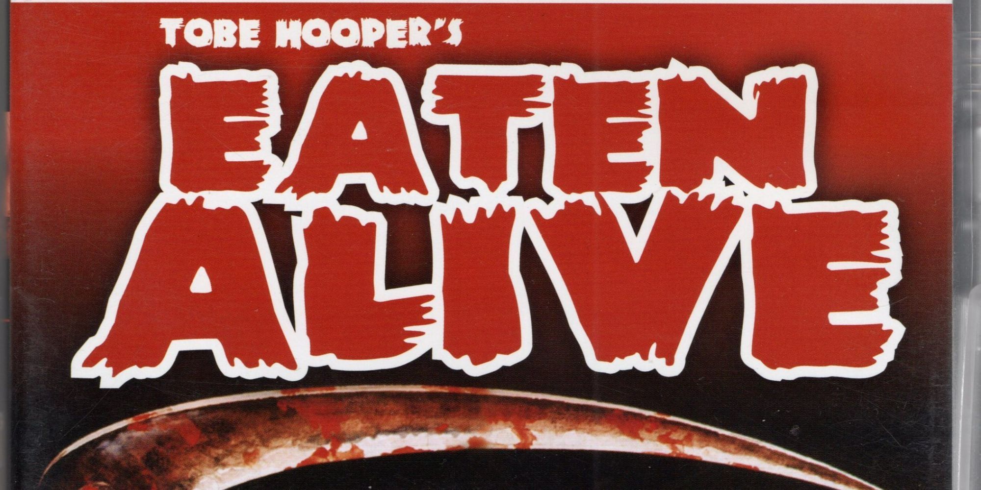 The theatrical poster for Eaten Alive featuring the title and a sickle