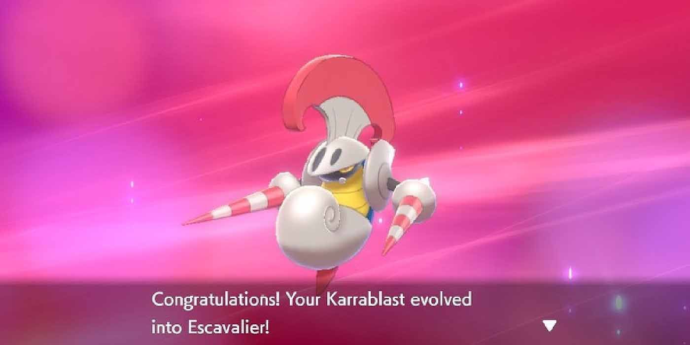 Escavalier is a Steel type Pokemon that resembles a snail that became a knight