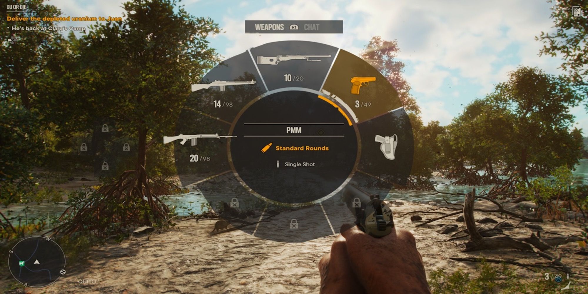 The weapon wheel from Far Cry 6