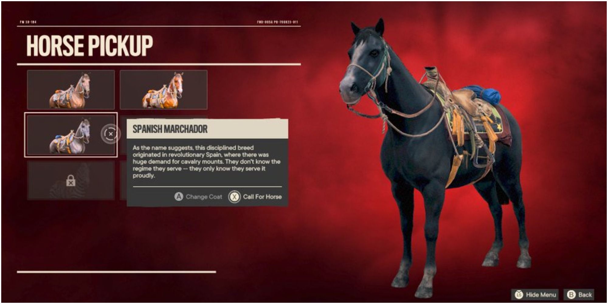 Far Cry 6 Spanish Marchador Horse Pickup screen