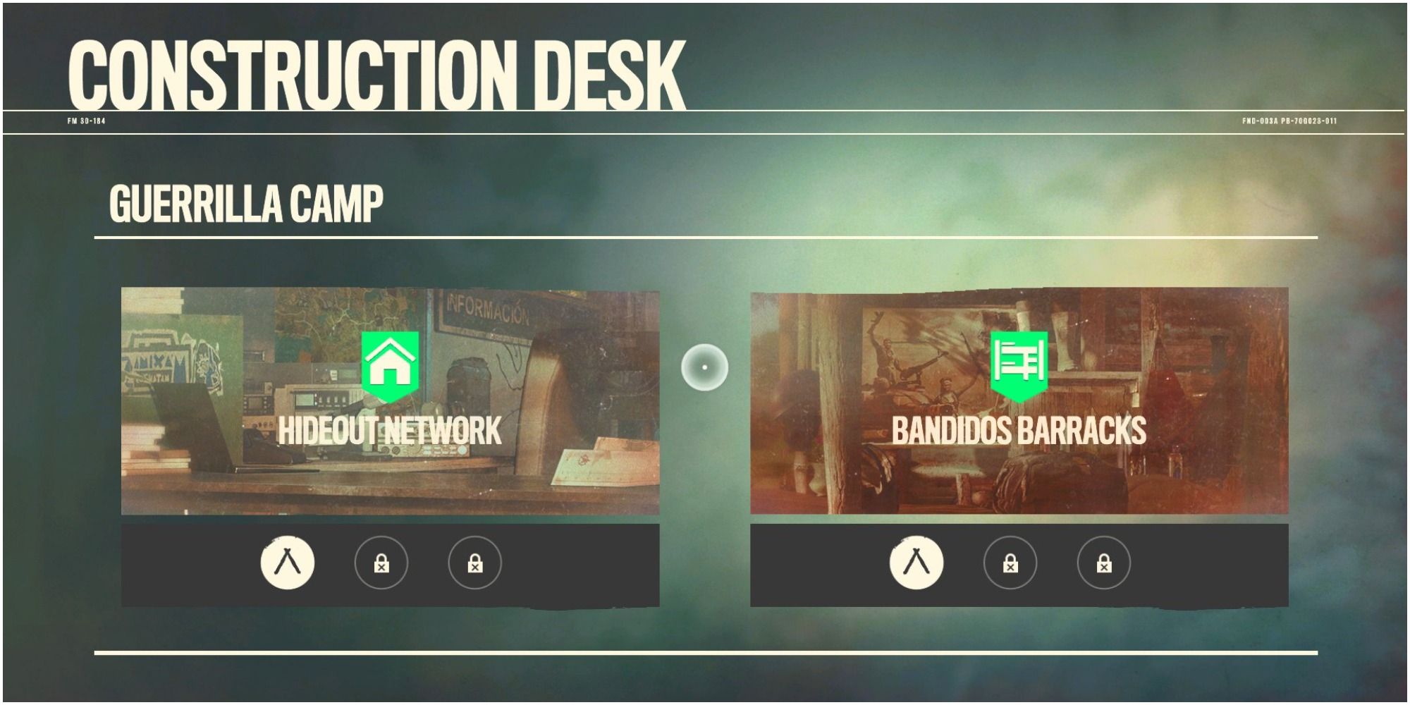 Far Cry Construction desk Hideouts and Bandidos Barracks