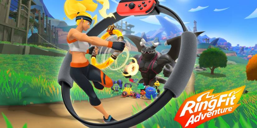 character battling monsters with ring fit adventure ring