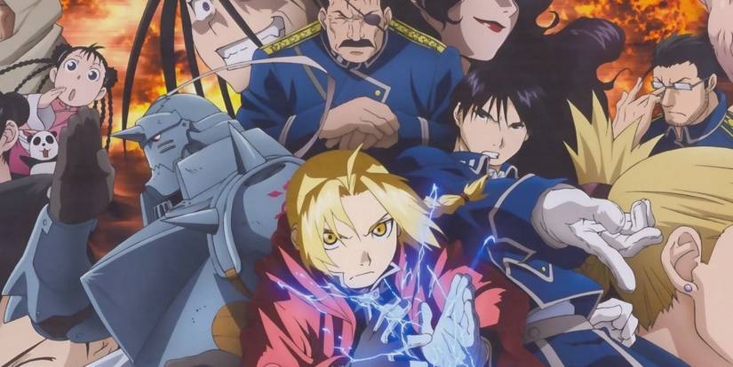 Fullmetal Alchemist Brotherhood Edward and Al Elrich with crew