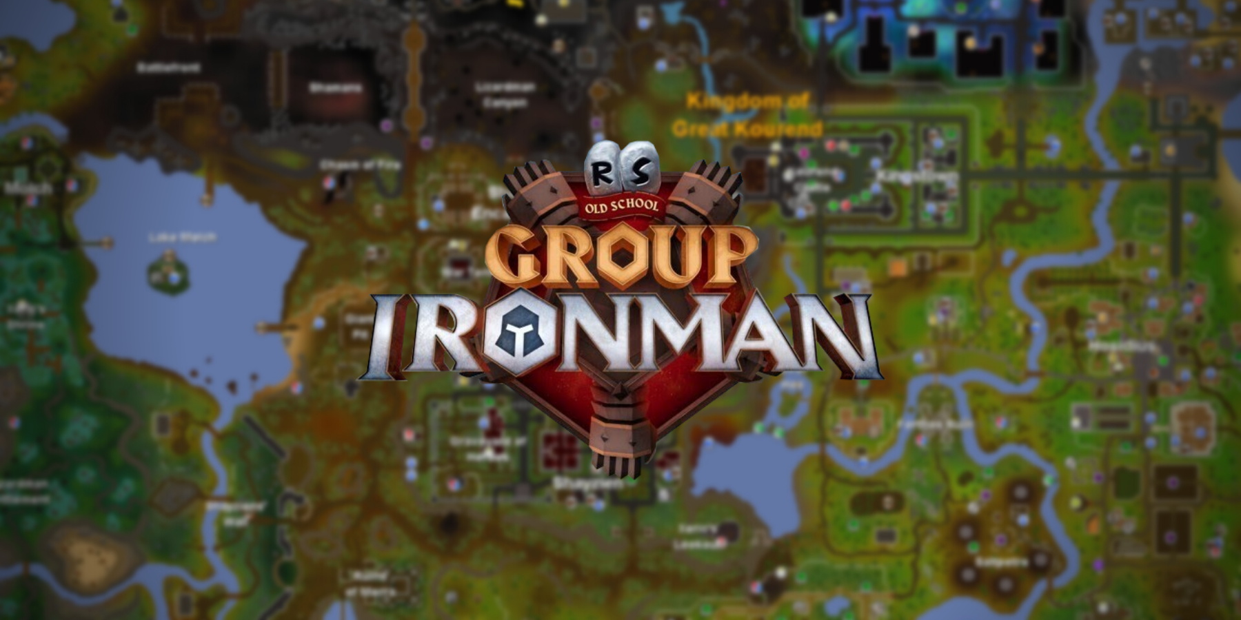 oldschool runescape group ironman logo on runescape map background