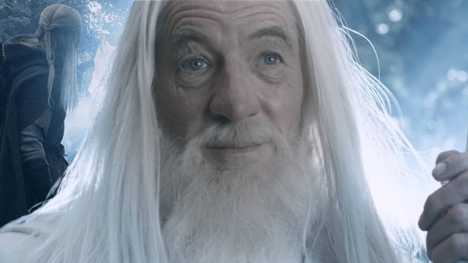 Gandalf reappears to Legolas, Aragorn, and Gimli as Gandalf the White
