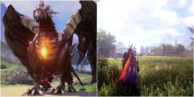 Great Dragon Gigant and Alphen Standing in Elde Menancia