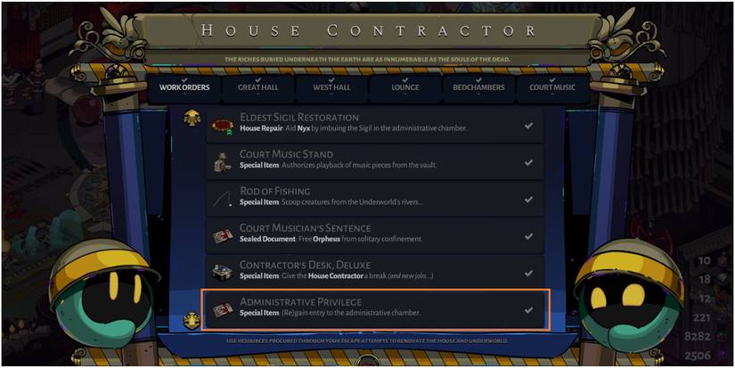 Hades Buying The Administrative Contract From the House Contractor