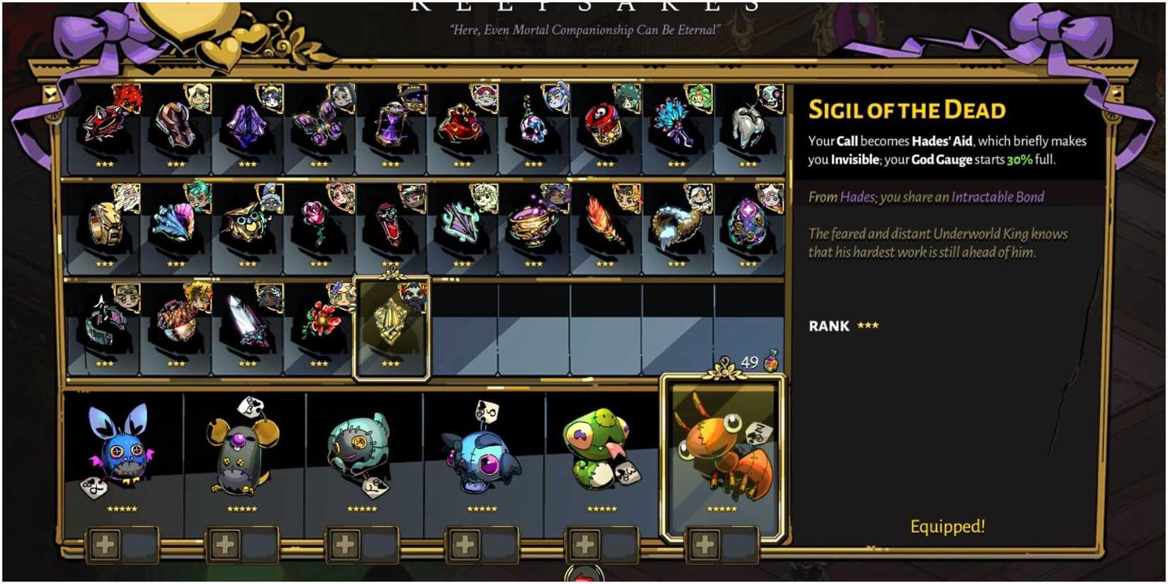 Hades Picture Of The Keepsakes When They Are All Maxed Out