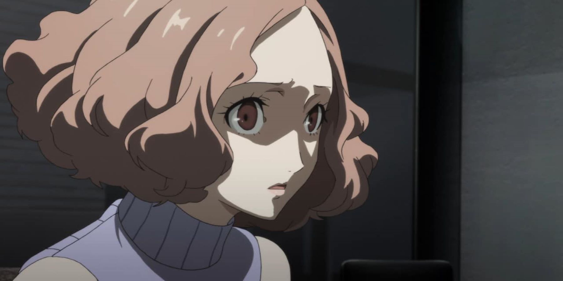 Haru Okumura looking distressed in the Persona 5 anime
