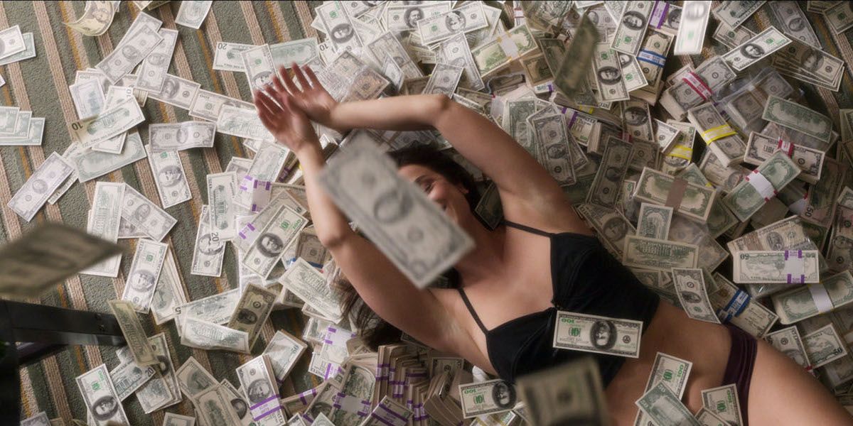 Robber Bathing In Dollars Heist Netflix