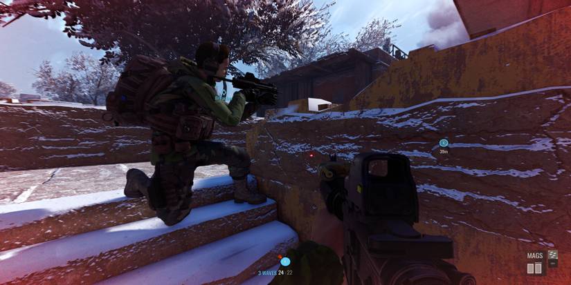 Friendly AI and player with tricked out weapons yo