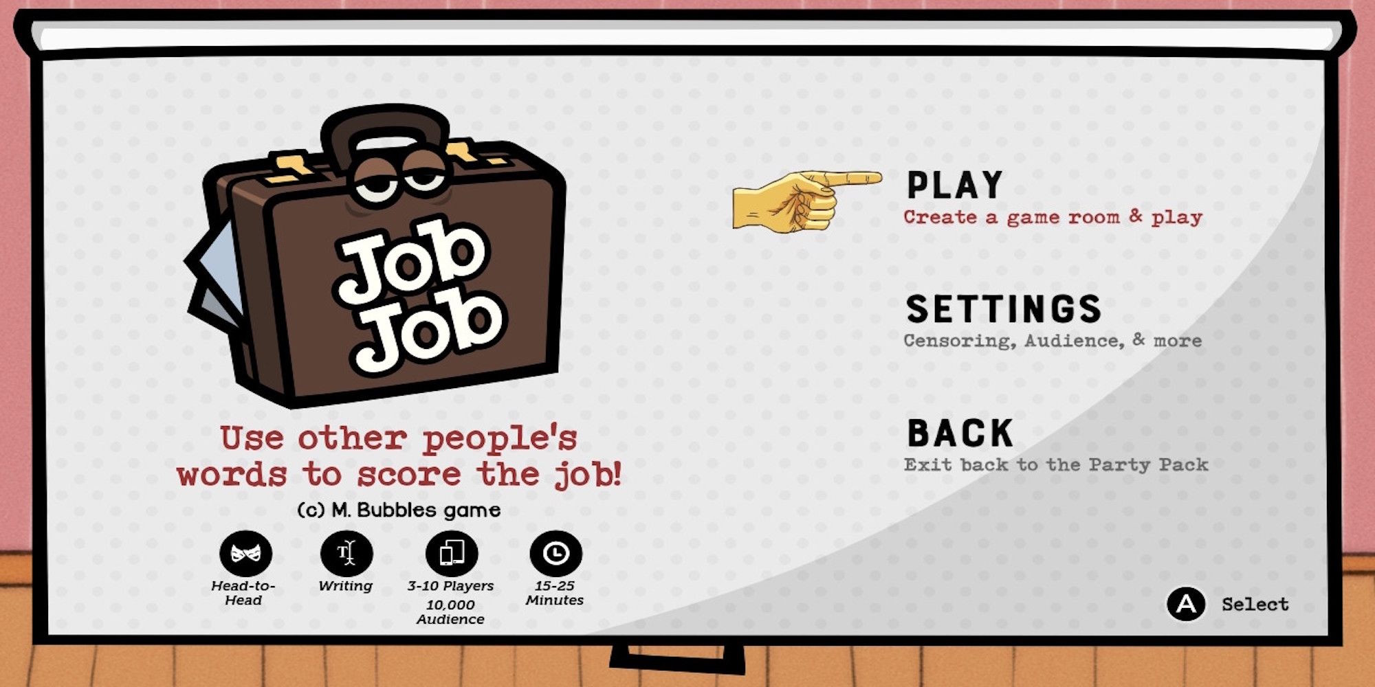 The Job Job title screen from The Jackbox Party Pack 8