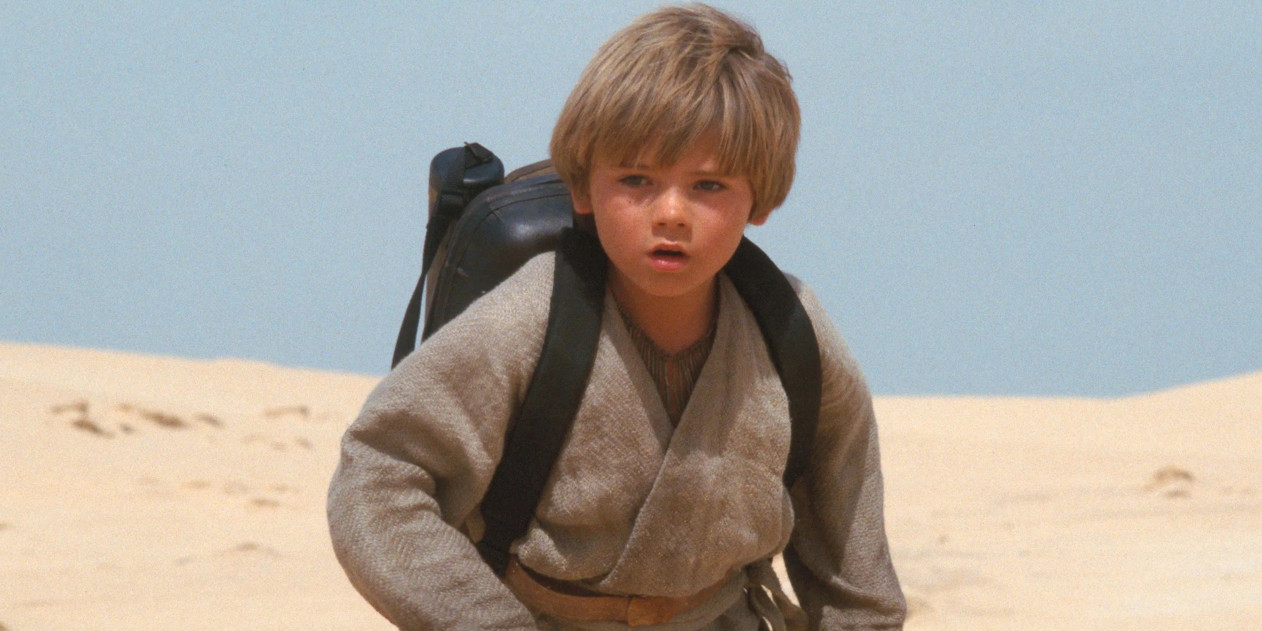 Jake Lloyd as Anakin in the Tatooine desert in The Phantom Menace