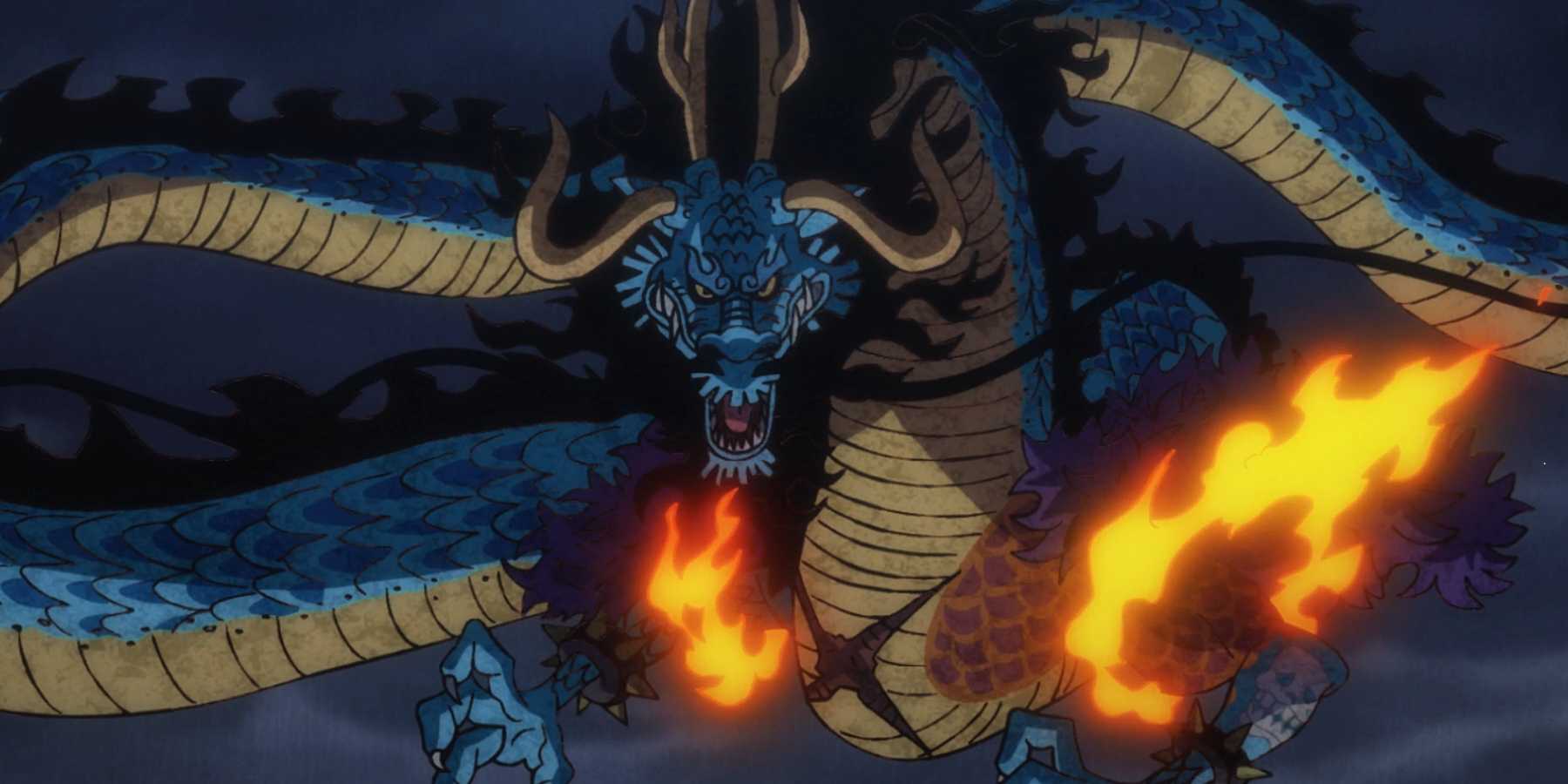 Kaido assumes his Dragon Form as he prepared to fight Luffy in Wano in One Piece.