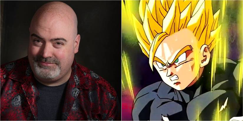 Split Image Of Kyle Hebert and Dragon Ball Z Super Saiyan Gohan