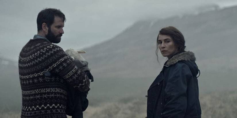Lamb couple with sheep Noomi Rapace and Hilmir Snaer Gudnason