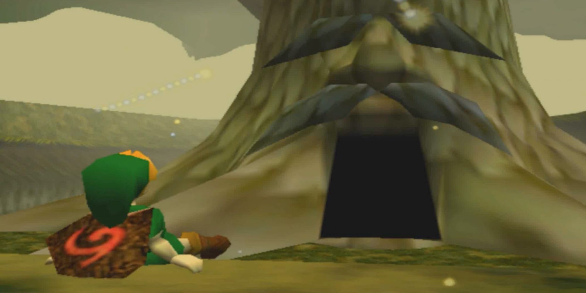 Legend of Zelda - Ocarina of Time - Link resting below the Great Deku Tree