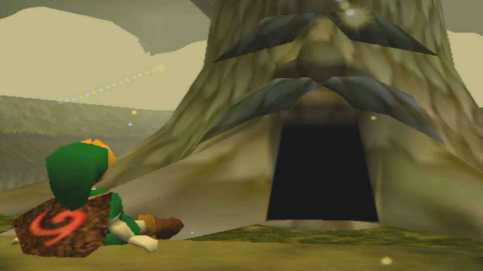 Legend of Zelda - Ocarina of Time - Link resting below the Great Deku Tree